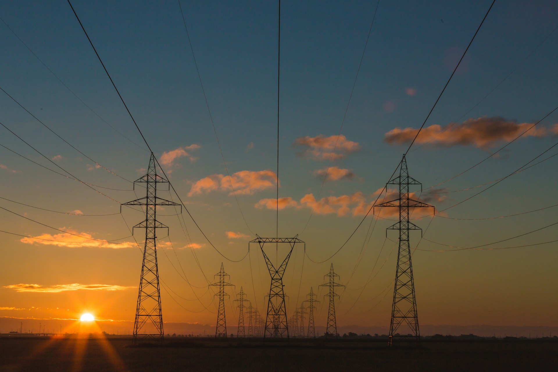Solar plant at dusk